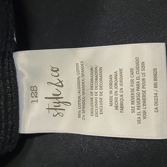 Style & Co. Size 12 S Black Straight Leg Jeans, Excellent, Like New Condition - Picture 9 of 13